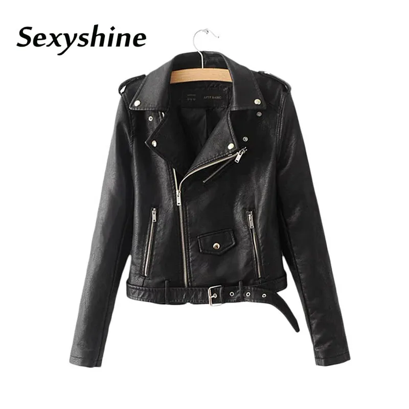 Куртки для женщин из искусственной кожи на осень-зиму 2018 года красные, черные, розовые и желтые, панковский стиль, байкерские, мото, короткий воротник с отворотом, женские пальто и топы.