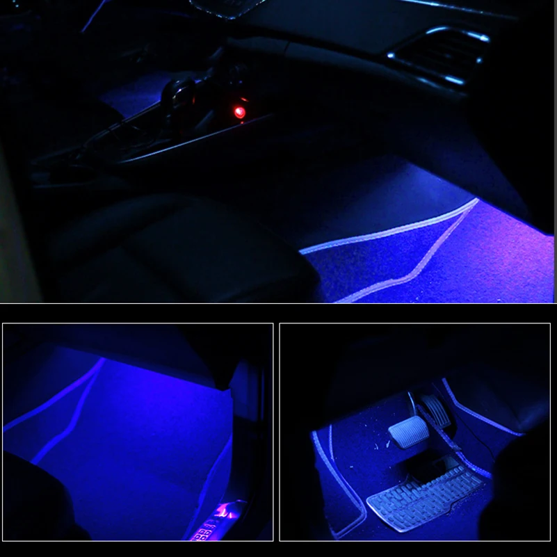 Светодиодная ленсветильник RGB для автомобиля декоративная атмосферная лампа Ford