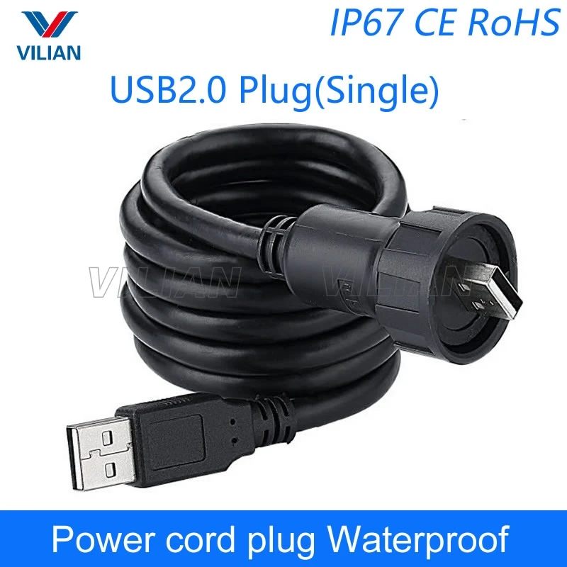 Водонепроницаемый USB разъем IP67 1 м шнур питания 2 0 USB3.0 удлинитель типа папа