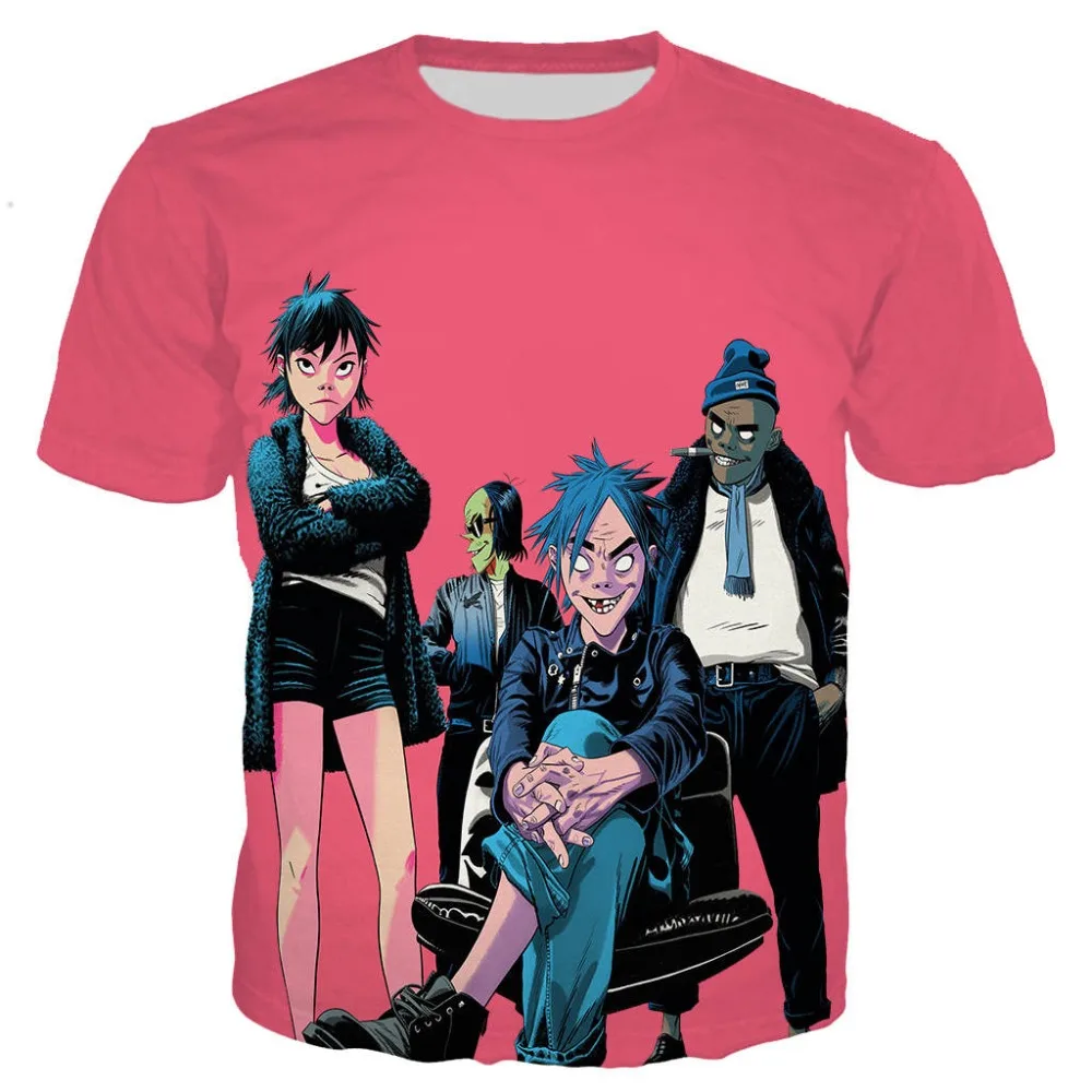 Футболки с музыкальной группой Gorillaz для мужчин и женщин кавайная женская