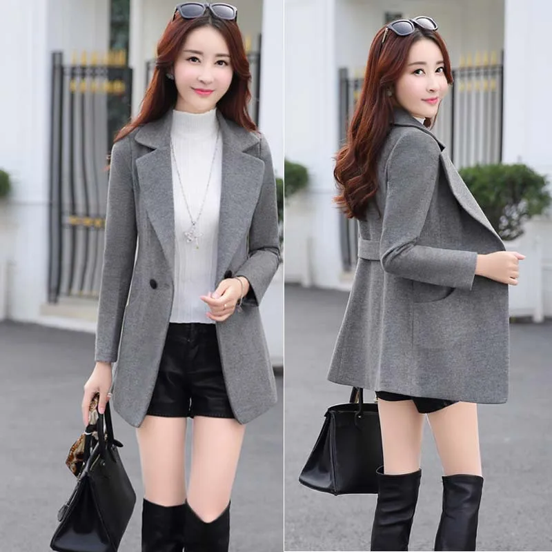 

Women's woolen coat fashion Slim women's one buttoned woolen coat temperament coat women's autumn and winter new style