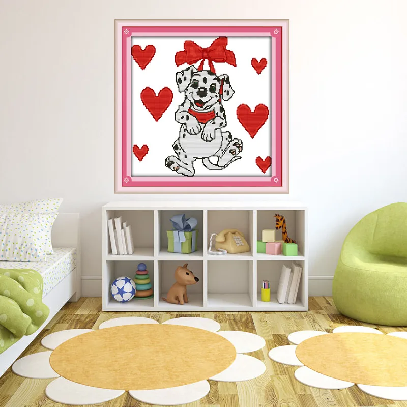 Lovely Puppy Dog Needlework Kits Painting Chinese Counted Cross Stitch Patterns 11CT Printed On Canvas Home Decor | Дом и сад