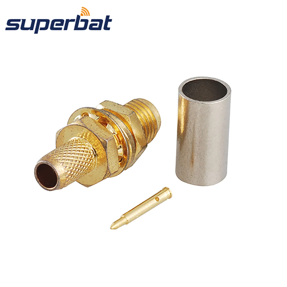 Только RP SMA обжимной Джек (шип) перегородки RF разъем для коаксиального кабеля RG59