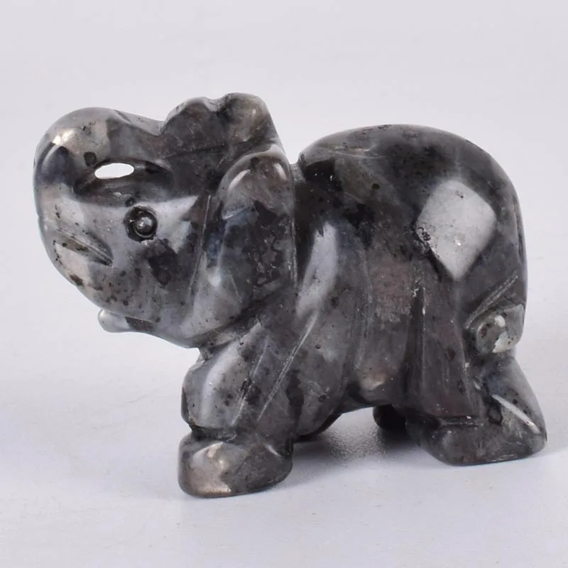 1.5 inch Мини-фигурка слона, природный астрофиллит, камень, статуя диких животных, минеральный кристалл, ручная работа, фэн-шуй, целебный Декор - Цвет: 1.5 inch