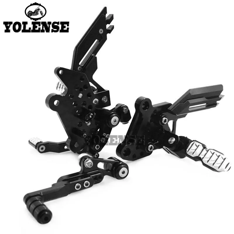 Мотоцикл с ЧПУ алюминиевая подставка для ног колышки сзади комплекты Rearset для Honda CBR650F CB650F CB CBR 650F - Цвет: Black