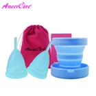 2 предмета менструальная чаша стерилизатор силиконовый Кубок менструального Coppetta Mestruale силиконовые Menstruatie чашки Вагина Coletor менструальная чаша