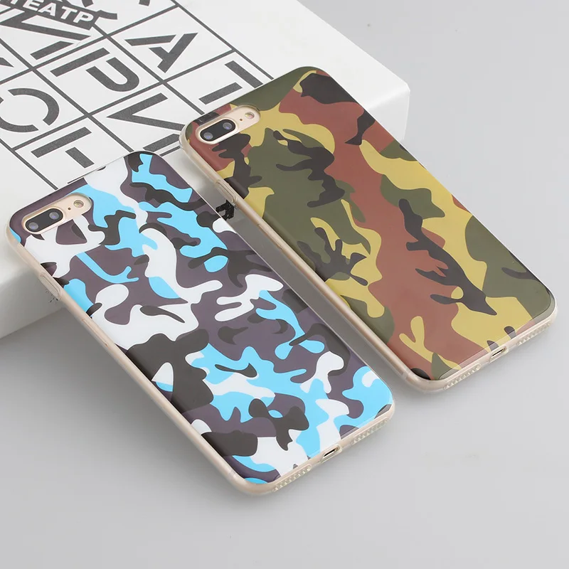 Чехол для iPhone 6 6S 7 8 Plus X XS Мягкий ТПУ силиконовый камуфляж цвет Узорчатая