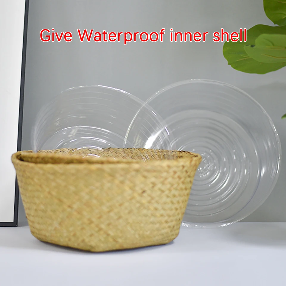 Wicker Baskets For Plants Foldable Natural Woven Seagrass Belly Storage Basket Rattan Flower Pots Laundry | Дом и сад