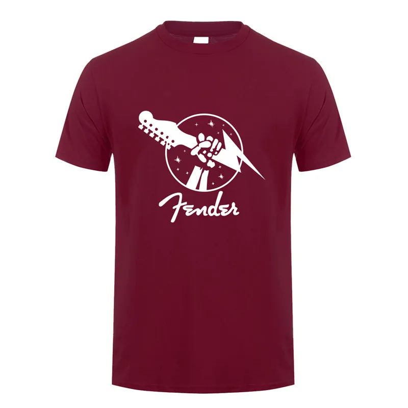 maroon Новая летняя мужская футболка с коротким рукавом и круглым вырезом, Мужская футболка с гитарой, Мужская футболка DS-006 - Цвет: maroon