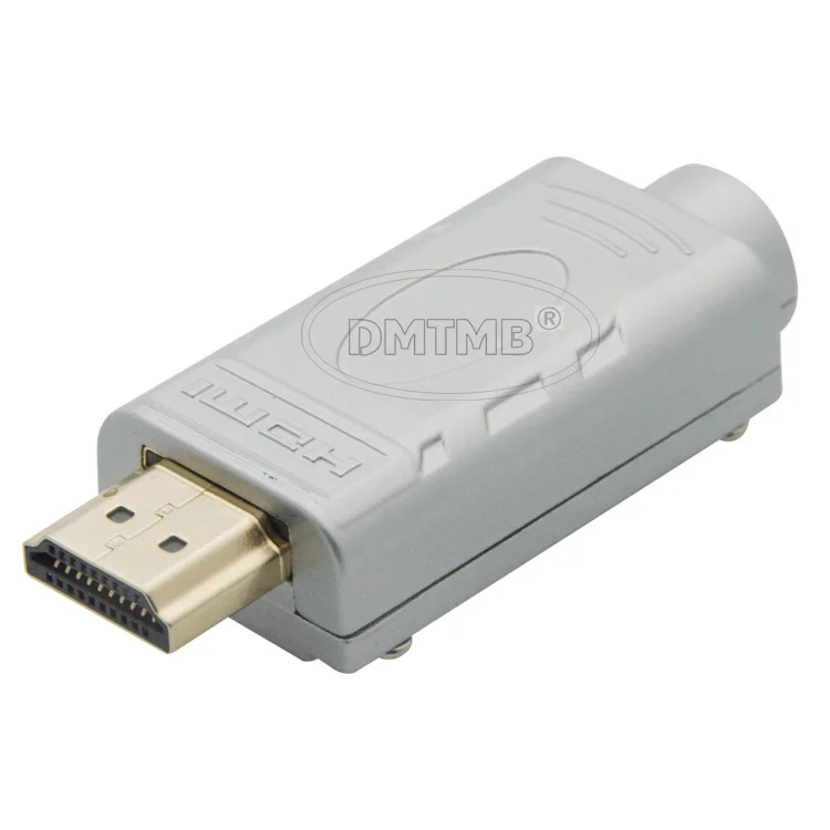 Штекерный разъем HDMI с задней пайкой для печатной платы и металлическим
