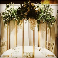 wedding metal gold color flower vase column stand for wedding centerpiece decoration