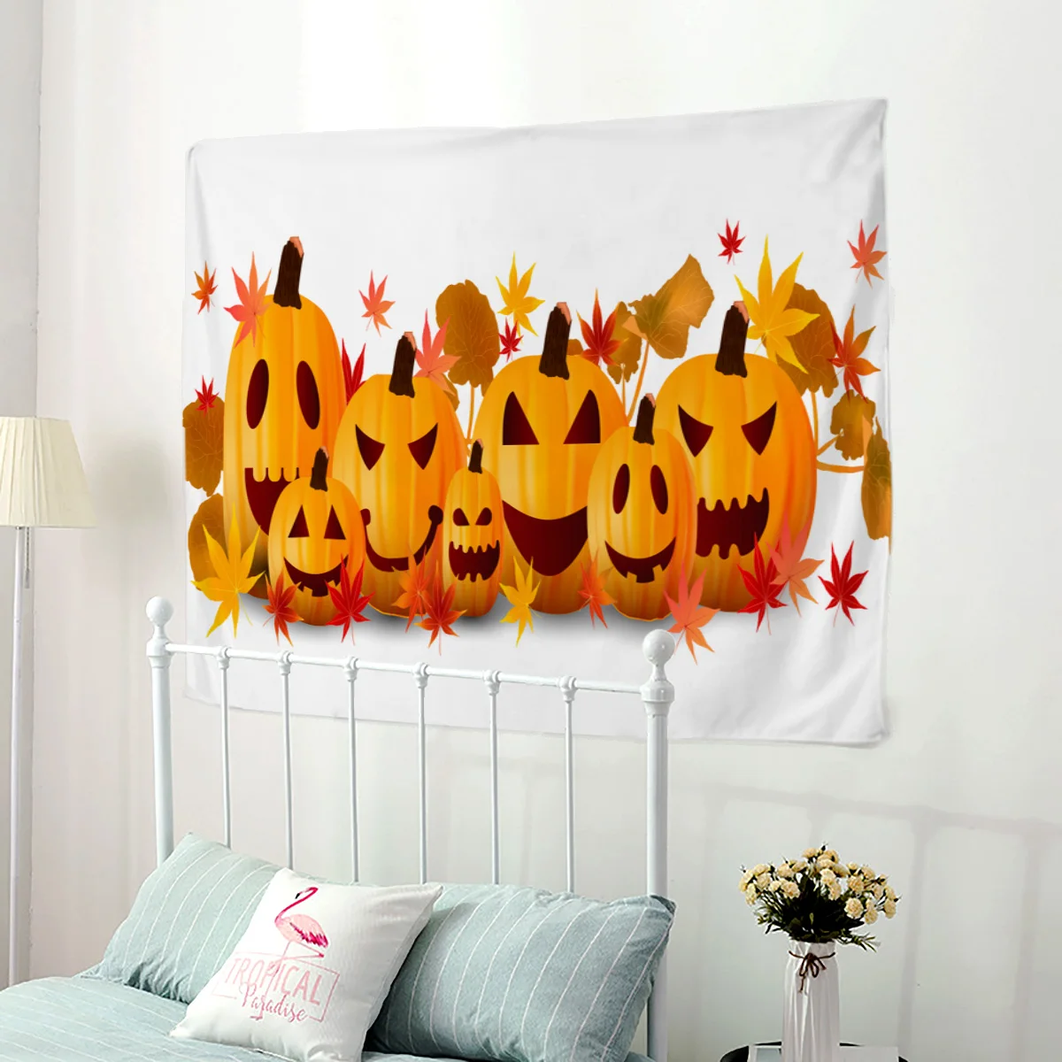 WARMTOUR Tapestry Halloween Pumpkin Autumn Maple Leaf Wall Home Decor Polyester Beach Towels | Дом и сад