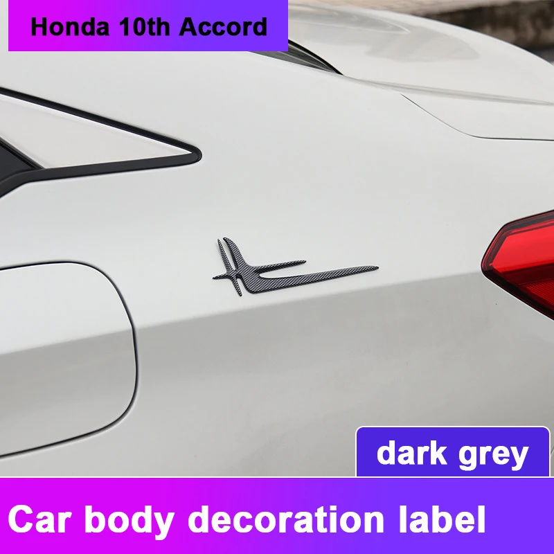 2PCS For Honda Accord 2018 2019 10th Car 3D Side Wing Badge Emblem Modified labeling sticker Trim Sports style Modification - купить по