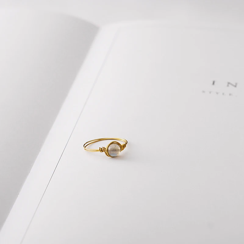 Natural Moonstone Rings Handmade Gold Filled Birthday Gift Anillos Mujer Bague Femme For Women Boho Jewelry | Украшения и