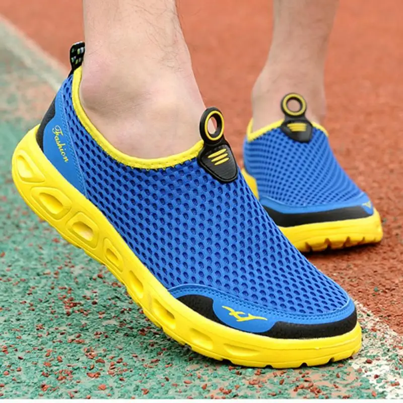 Men Mesh Breathable Slip On Shoes Lightweight Absorb Shock Walking Outdoor Flats Sneakers Summer Casual | Обувь