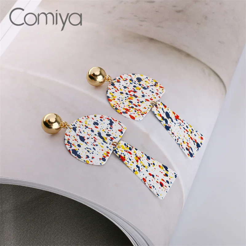 Comiya Ethnic Earrings Acrylic Mix Color Personality Long Jewelry Zinc Alloy Boucles D'Oreilles Pour Les Femmes Earring Women |
