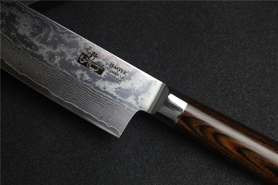 HAOYE 7 дюймов, дамасский нож santoku японский кухонный нож для приготовления пищи перетасовки мясорубки susi резак роскошный подарок на новоселье