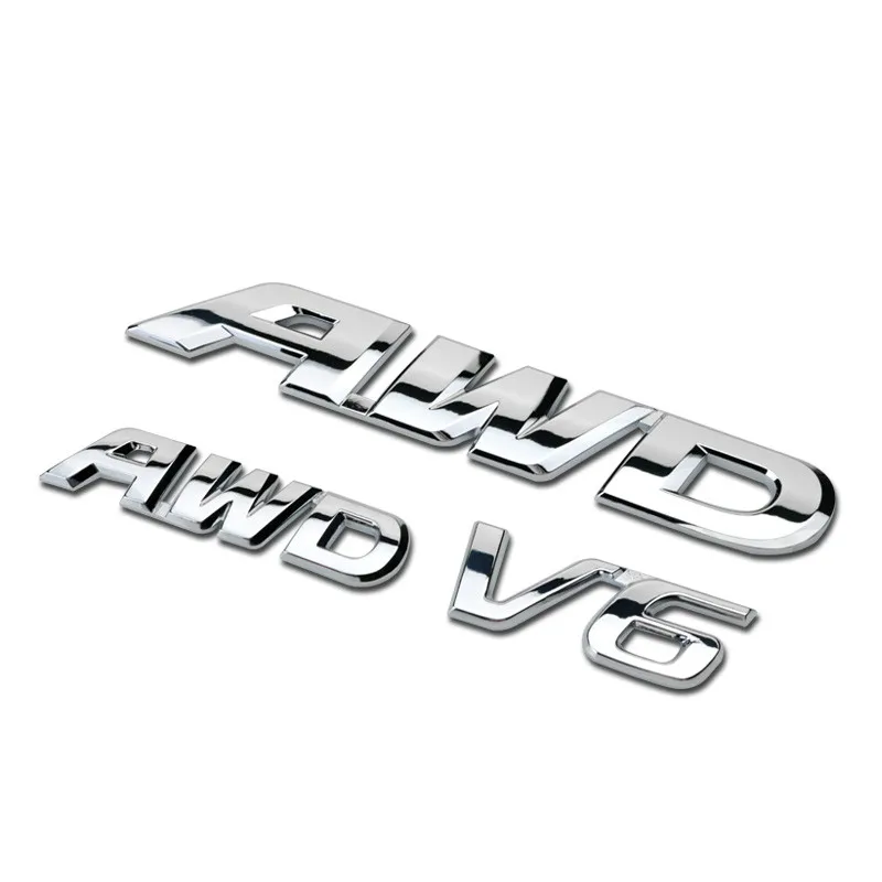 Emblema de Metal cromado AWD V6 para maletero, 3D pegatina con logotipo de reacondicionamiento, para Toyota Highlander, Honda, Crosstour, CR-V, Accord