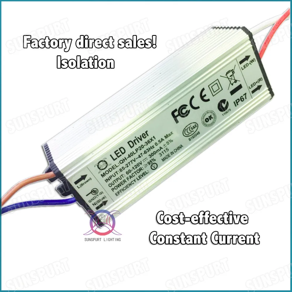 Водонепроницаемый светодиодный драйвер для точечных светильников 36 вт 20 36x1 300 ма