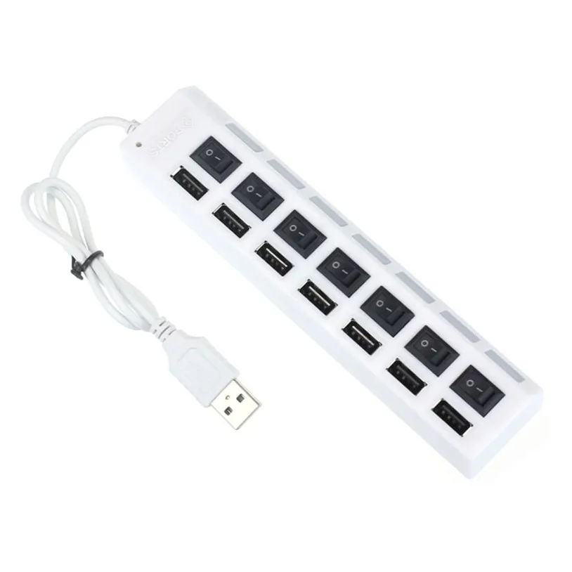 Новый 7 портов светодиодный USB 2 0 адаптер концентратор питания вкл/выкл