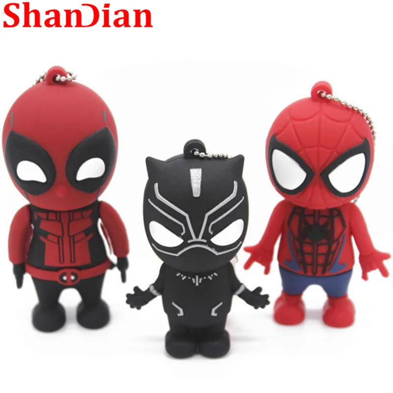 SHANDIAN Человек-паук три модели мультфильм флэш-карта с usb интерфейсом флэш-накопитель 4 ГБ 16 ГБ 32 ГБ 64 ГБ U диск карта памяти