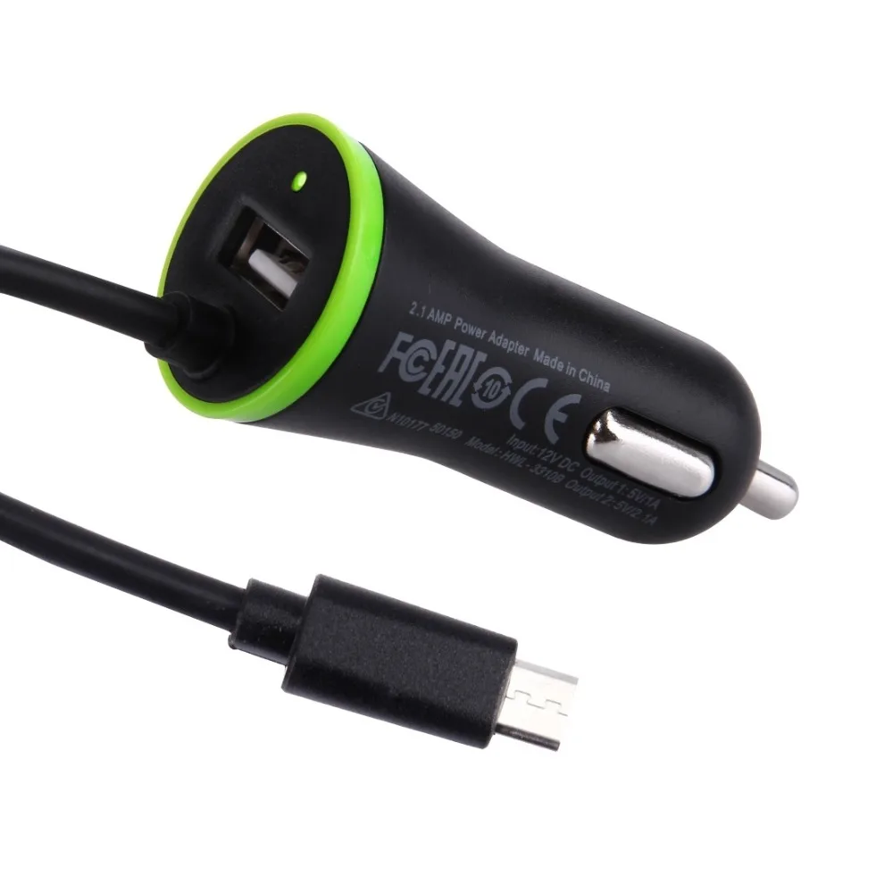 HAWEEL 5V 2.1A микро USB Автомобильное зарядное устройство с пружинным кабелем для Samsung /