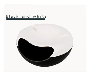 Black White SEREQI многофункциональная пищевая коробка для хранения еды для перекуса двухэтажная круглая пластиковая коробка для мусора на столе чехол для хранения Органайзер держатель сотового телефона - Цвет: Black White