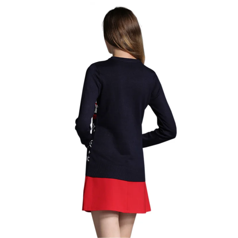 Women's Christmas Sweater Pullover New Year Cute Girls Reindeer/Snowman Pattern Embroidery Knitted Party Casual Jumper | Женская