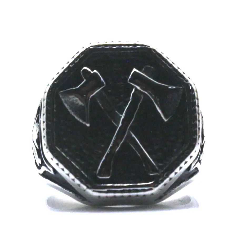 Крутое мужское кольцо из нержавеющей стали 316L с двумя топорами, черной восьмизначной формы, для рок-вечеринки, лучший подарок, бесплатная доставка.