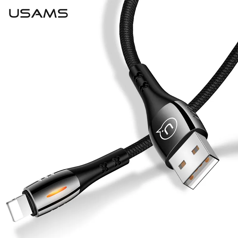 USAMS Smart power-off USB кабель провод для быстрой зарядки для iPhone X XR XS MAX зарядка и передача телефонный кабель для iPhone iPad