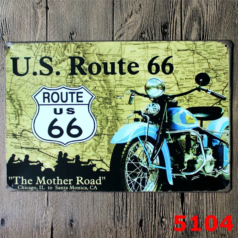 Настенный Декор для дома I Love Riding US Route 66 мотоциклы художественная живопись налет