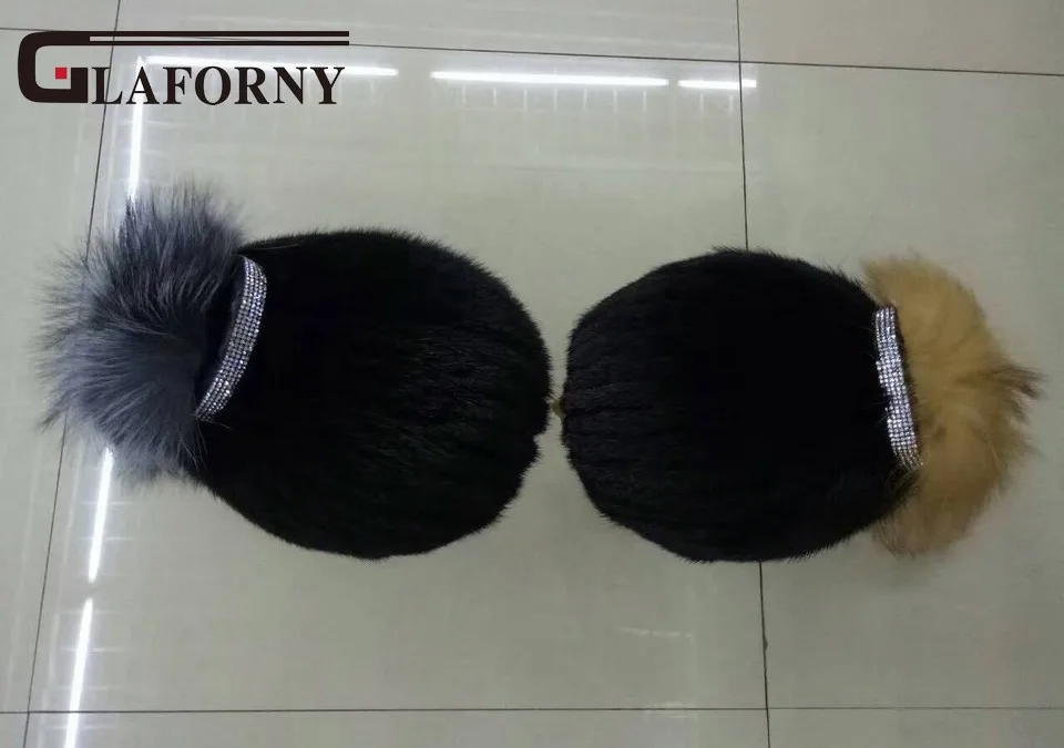 Glaforny,, норковый мех, женские шапочки, Роскошные, лисий хвост, бриллиант, модные, зимние, брендовые, новые, высокое качество, женская шапка, шапки, шапки