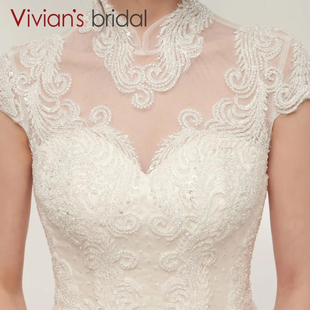 Винтажное свадебное платье A Line Vivian's Bridal Sequin с аппликацией и длинным рукавом