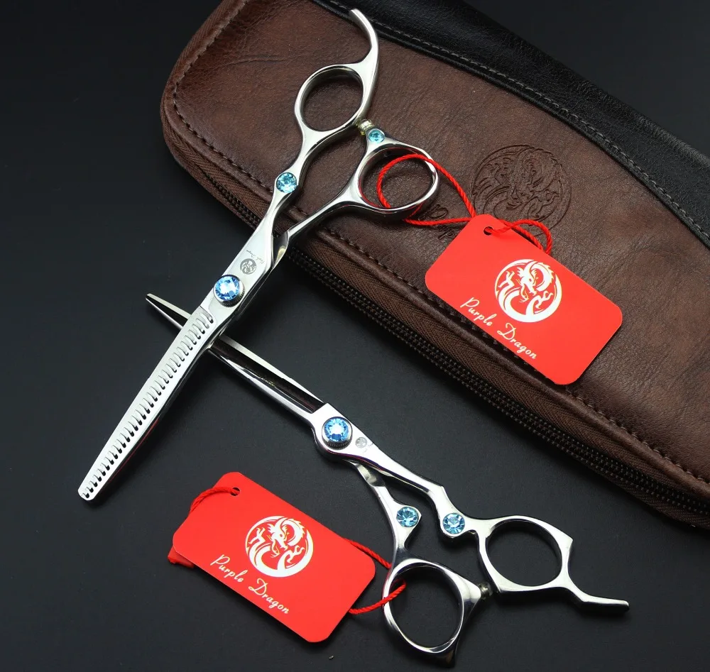 

584# 6.0'' Brand Purple Dragon TOP GRADE Hairdressing Scissors JP 440C Barbers's Cutting Scissors Thinning Shears Hair Scissors