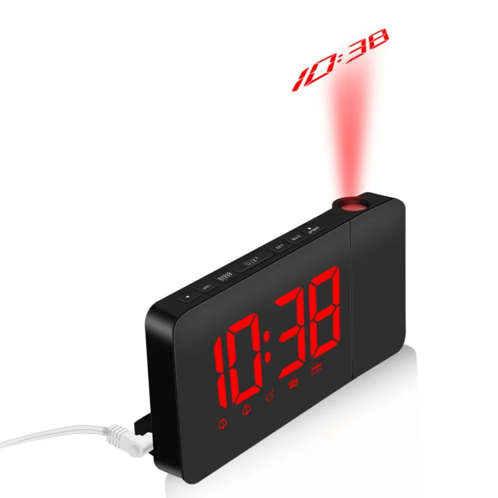 Alarm Clock ABS Radio Red Light FM Digital Novel Children Like Europe Projection Bedroom Rectangle Cool Home | Дом и сад