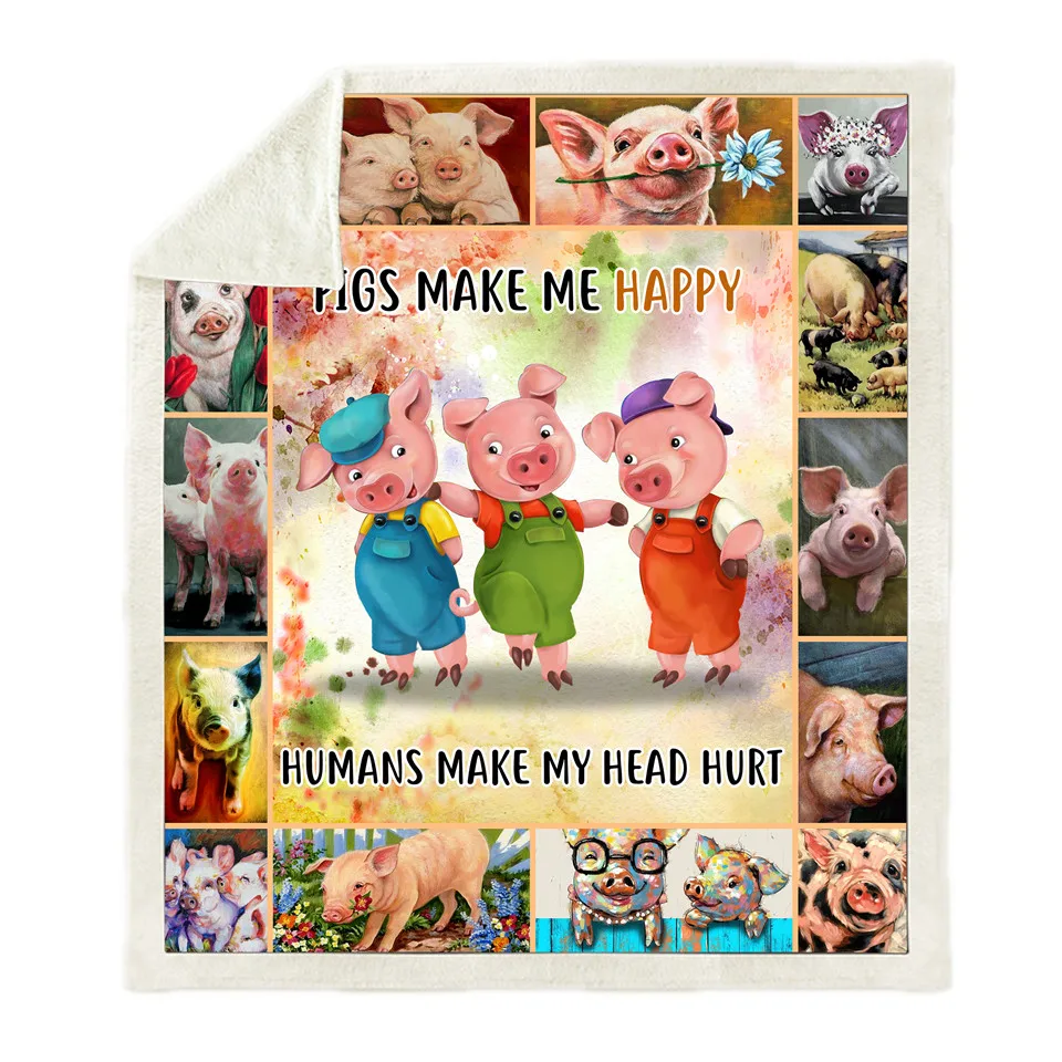 Мягкое одеяло в виде кролика свиньи лисы дивана постельное белье Прямая поставка