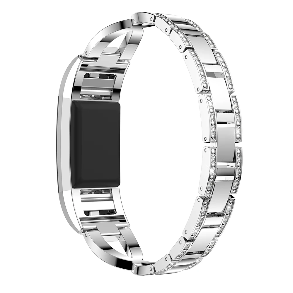 Браслет из нержавеющей стали со стразами для Fitbit charge2 часы ремешок ссылка сменный ремешок на запястье браслет для Charge Зарядка 2 полосы
