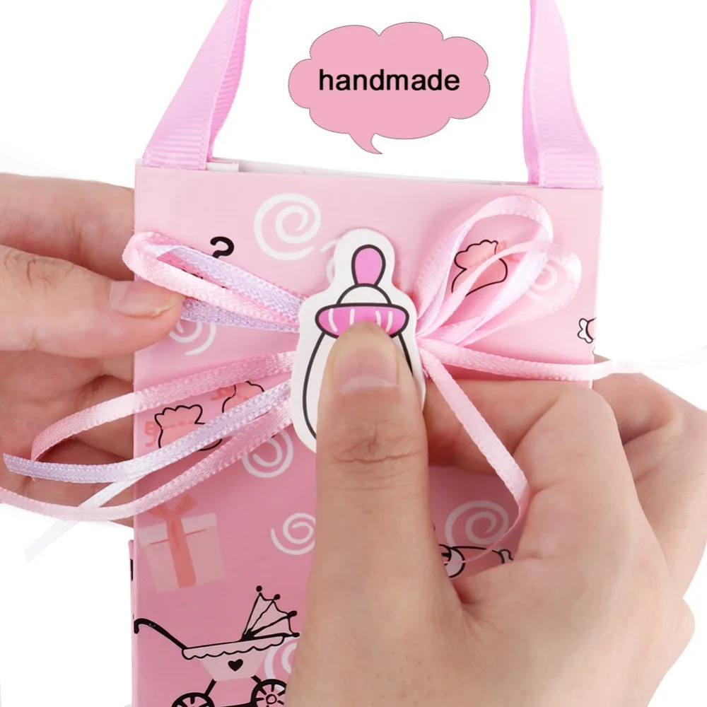 OurWarm 12 шт Babyshower мальчик девочка коробка шоколада печенья мешок торт упаковка бумажные мешки с ручками конфеты бар украшения