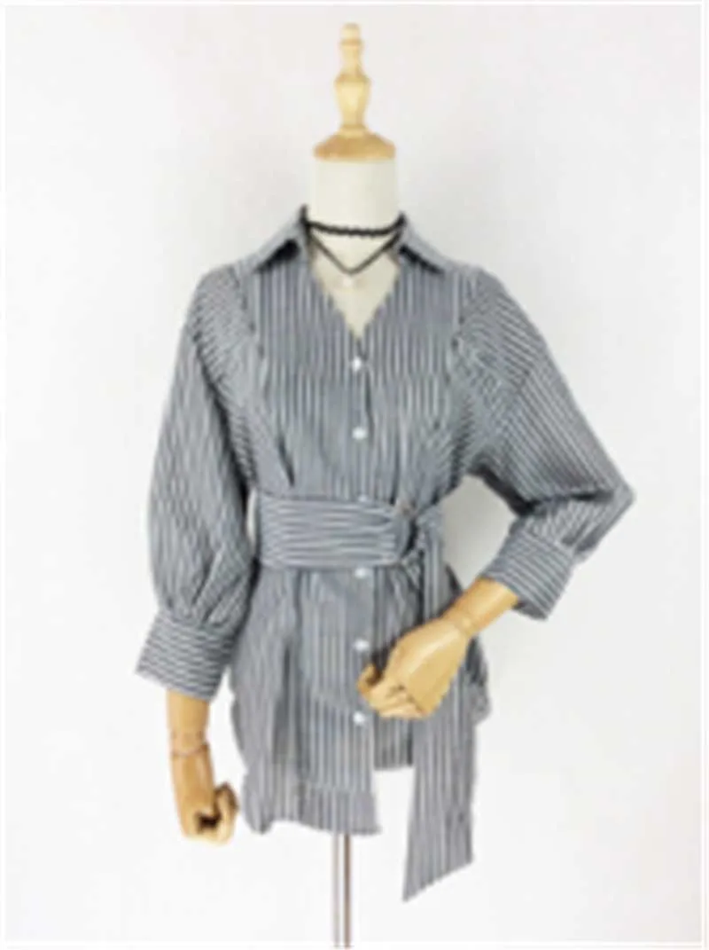 Женские летние рубашки блузки с длинным рукавом в полоску Топы 2017 Повседневная