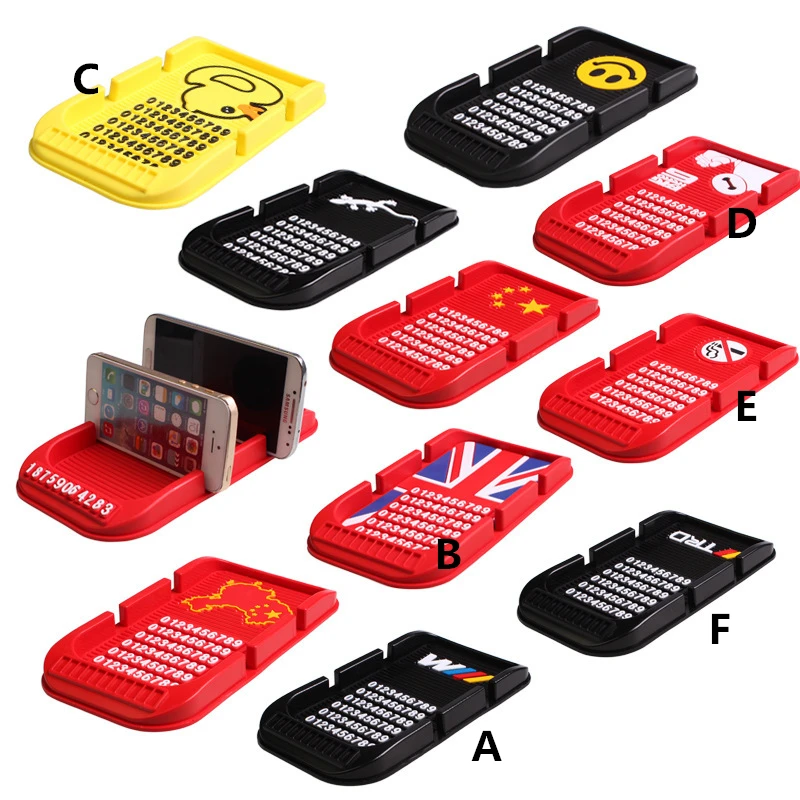 1 Pcs Car Anti-slip Mat Dual Deck Multi-function Skid Cute Cartoon Phone Pad Holder Navigation Bracket Interior Accessories | Автомобили и