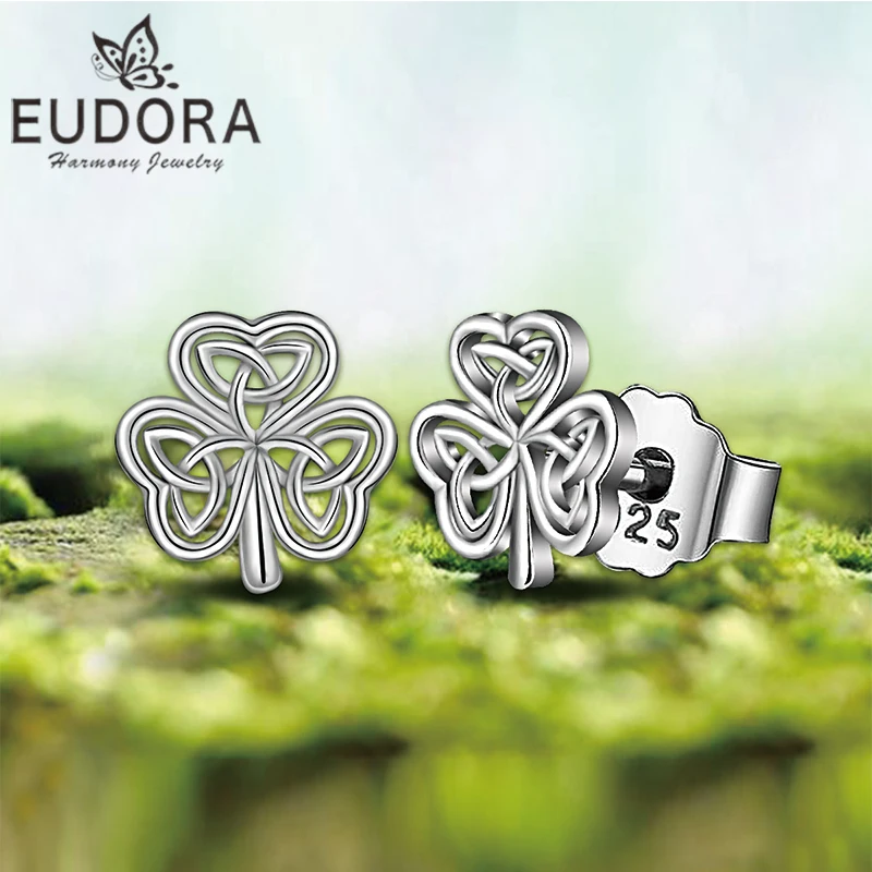 Серьги Eudora 925 пробы Серебряный кельтический узел серьги-гвоздики элегантные