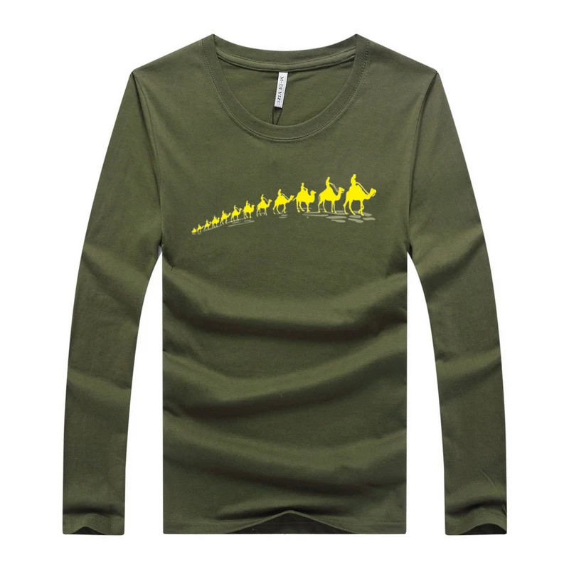 Plus Size 6xl T Shirt Men Long Sleeve New Fashion 2016 Men's Brand Clothing Casual Slim O-neck Cotton shirt Print Homme Tees | Мужская