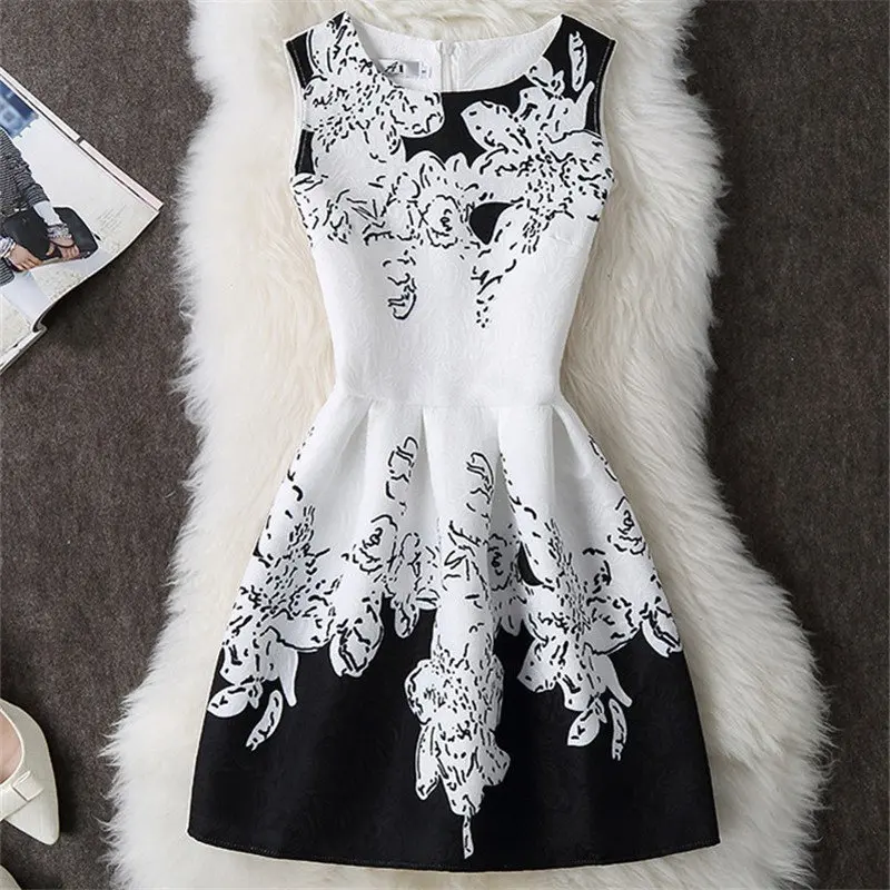 Женское облегающее платье без рукавов повседневное Элегантное черно белое с