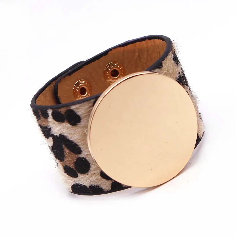 10 D& новые кожаные ZA Leopard многоцветный Браслет для женщин Boho Золото Цвет Кнопка Винтаж Рождество Панк ювелирные изделия - Окраска металла: 10