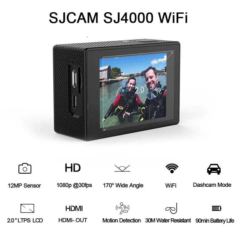 Оригинальная Экшн-камера SJCAM SJ4000, WiFi, 2,0 дюймов, ЖК-экран, 1080 P, HD дайвинг, 30 м, Водонепроницаемая мини-видеокамера SJ 4000, Спортивная камера DV
