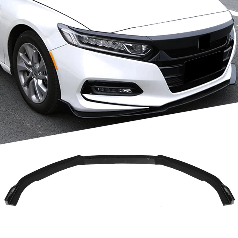 Черный Для Honda 10th Accord Sedan ABS черная бампер полоса Автомобильная губная юбка-протектор внешний передний бампер для губ белый синий цвет 3 шт - Цвет: Черный