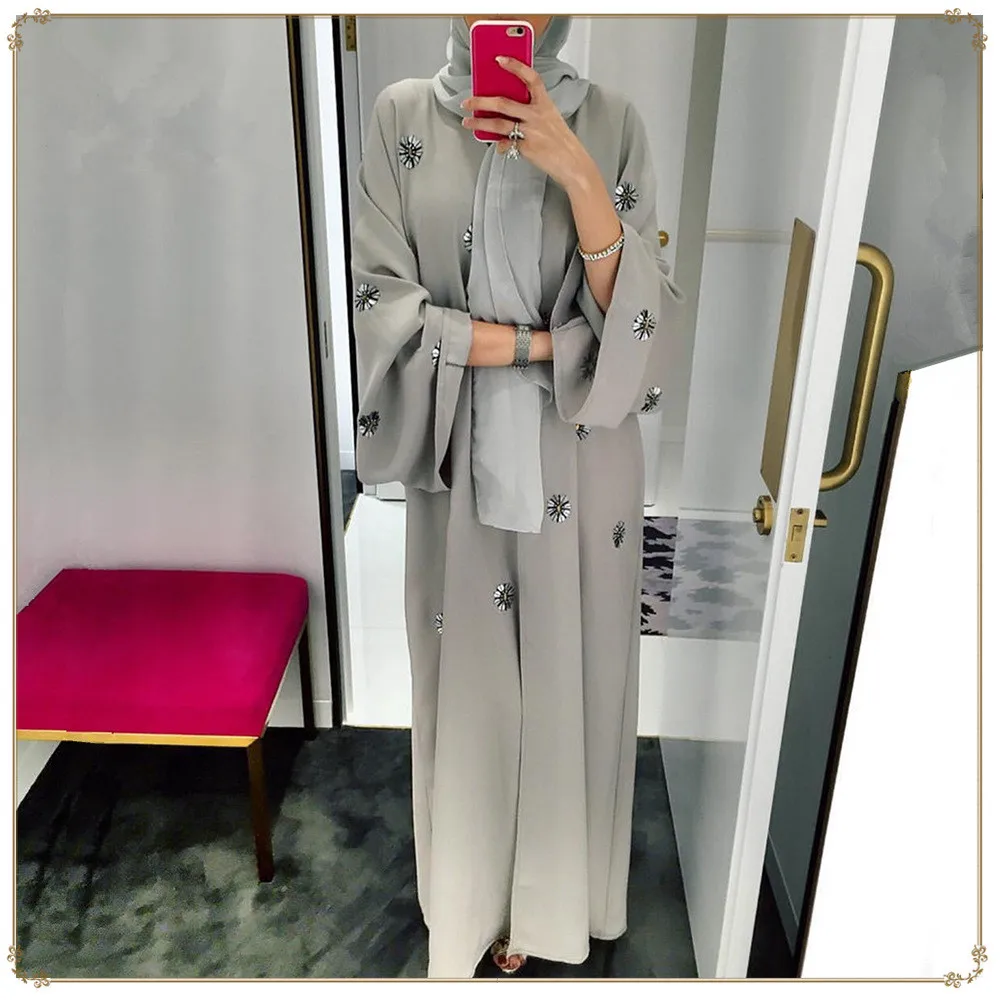 Ручной работы с блестками абайя женская кимоно кафтановый халат Дубаи ислам