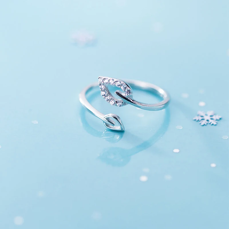2019 100% 925 Sterling Silver Fashion Jewelry Double Hollow Leaf Round Cubic Zirconia Ring Sizable Girls Kids Xmas Gift Bijoux | Украшения