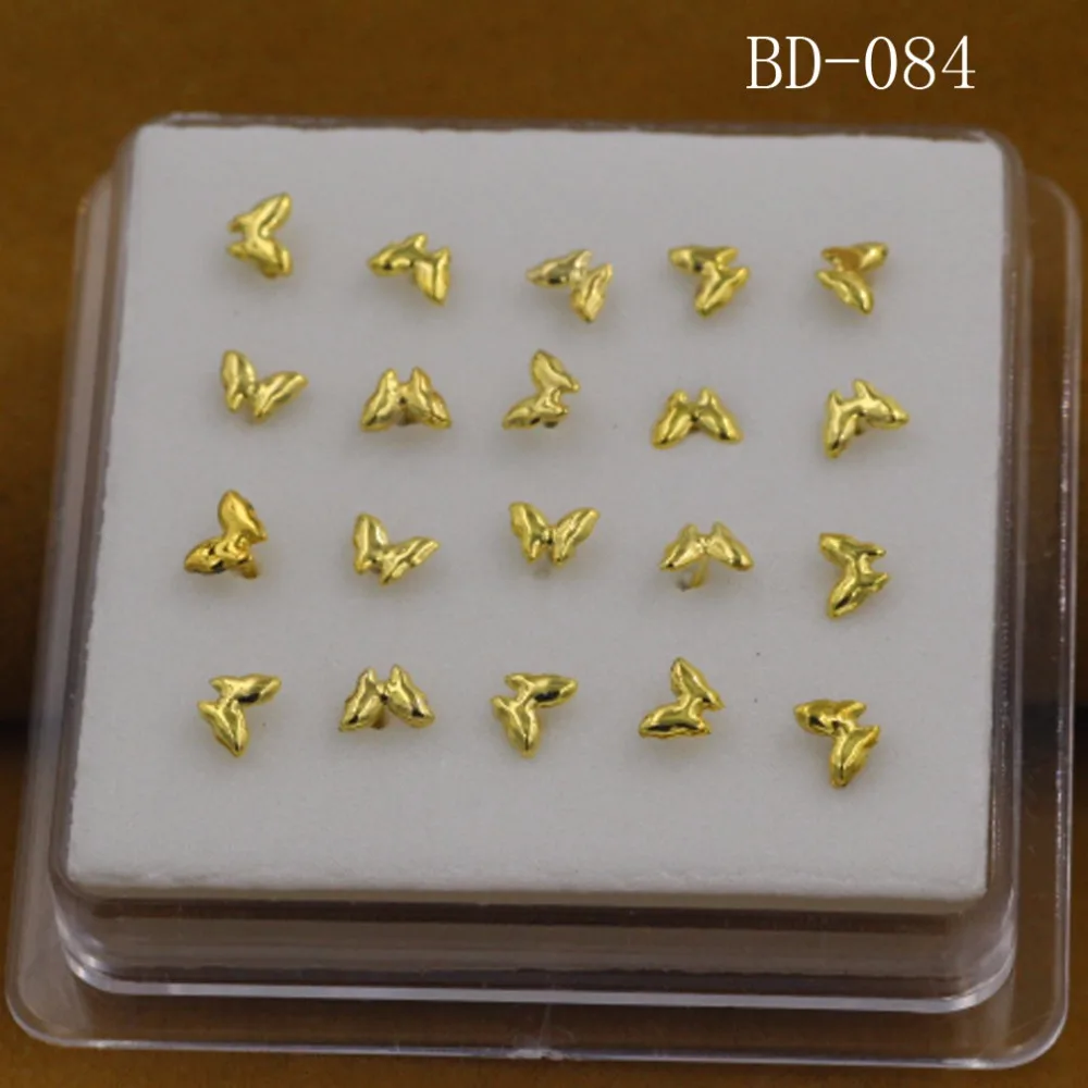 20ps Free Delivery Jewelry Nose Studs Plating 18 K New Butterfly Nail Contracted Smooth &amp | Украшения и аксессуары