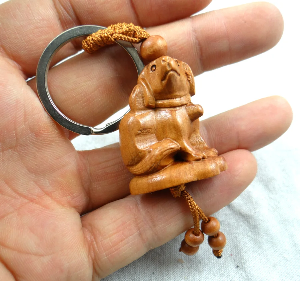 Брелок из натурального красного дерева с трехмерной гравировкой для собак